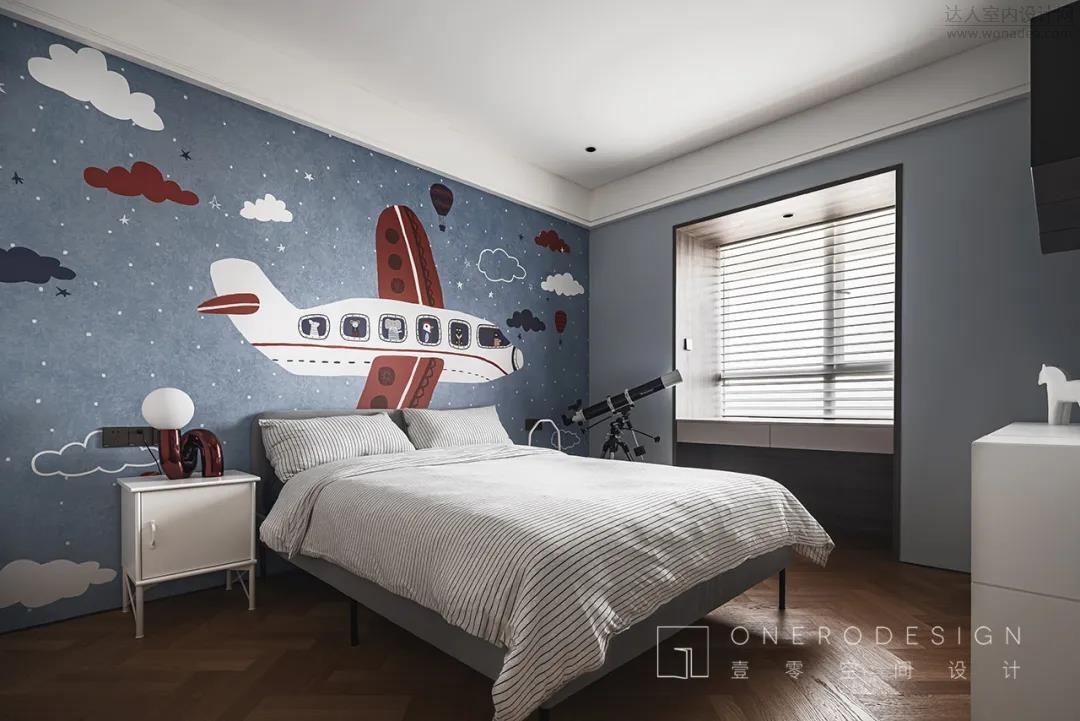 ◻️ Chilrdroom | 儿童房 ∨   “雅致天空蓝是哥哥梦想的色彩， 而米色是弟弟柔软内心的写照， 色彩表达着 ...