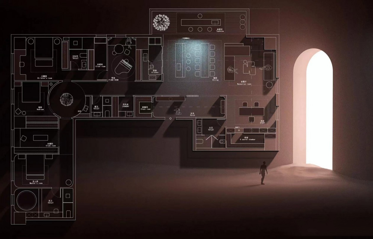 三口之家的365㎡大平层