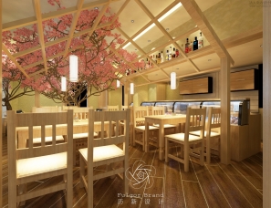 弥漫着樱花芬香的板友寿司日式料理店设计/历新设计