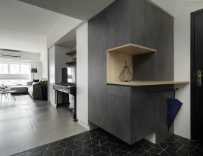 寓子设计--现代时尚住宅 黑色与木色的完美搭配