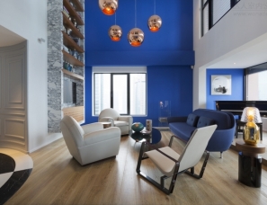 Dariel Studio设计---penthouse悬挂-静谧的蓝色顶层复式公寓