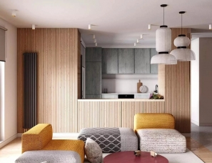 Zrobym architects--94㎡ 用木格栅装饰墙面，轻松打造高颜值的家