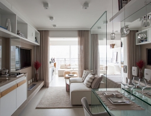 中性色调和玻璃元素改造了一个紧凑的35平方米的公寓