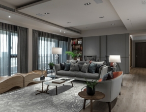 Darchi Interior design--橙与绿活跃灰调空间·台湾住宅