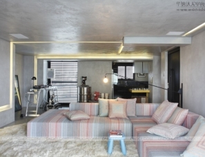 巴西圣保罗年轻公寓住宅设计：FJ House  灯光与灰色的魅力
