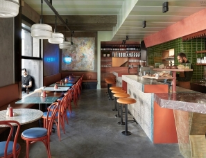 Flack Studio--墨尔本 GABRIEL CAFE 色彩鲜艳的大理石咖啡馆