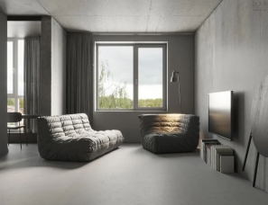 KODD BUREAU--一居室公寓，混凝土打造原始美38㎡