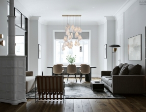 Aiya Design-130㎡简约黑白灰公寓，尽显轻奢高级感！