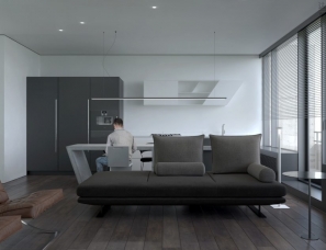 KDVA Architects设计--暗色调的单身公寓