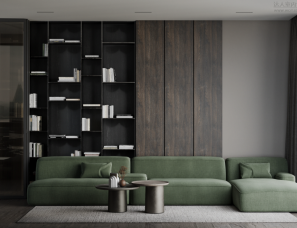 ArtPartner Architects--胡桃木+绿色系，实力演绎轻奢的高雅