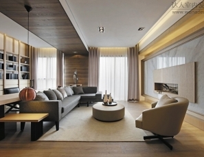 书房巧设榻榻米床与创意书架 126平现代美式温馨公寓