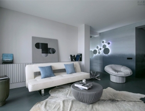 Zrobym architects设计--60㎡白俄罗斯蓝灰色调神秘感公寓