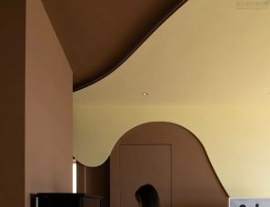 弥尔设计--惠州90后夫妻的波浪线条牛奶巧克力婚房