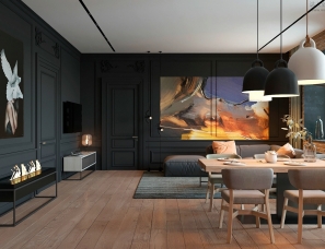 ZOOI Interior studio--135㎡暗色系暖色调公寓