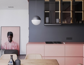 Ruslan Kovalchuk--粉色+高级灰的小户型公寓